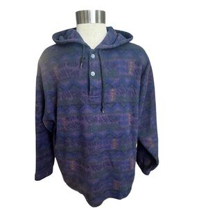 Vintage Mcintosh & Seymour Hoodie 1/4 Button Fleece Aztec Rugby Mens M 90s